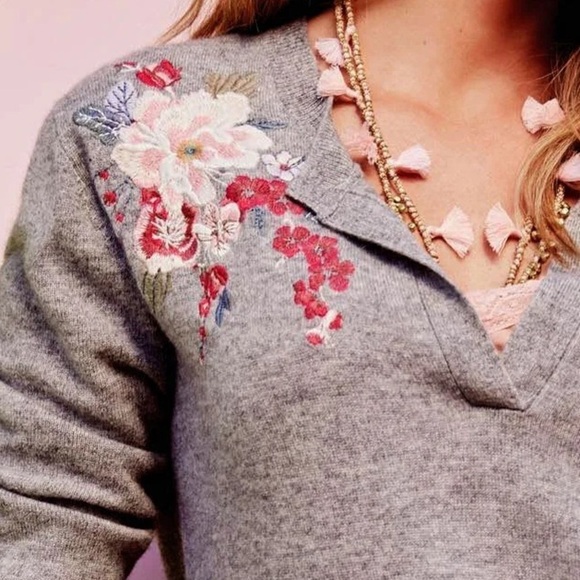 Johnny Was cashmere heavily embroidered  3/4 sleeve sweater NWT RARE - Picture 12 of 14